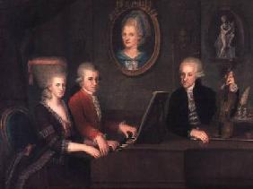 Portrait of Leopold Mozart (1719-87) and his Children, Wolfgang Amadeus (1756-91) and Maria Anna (17