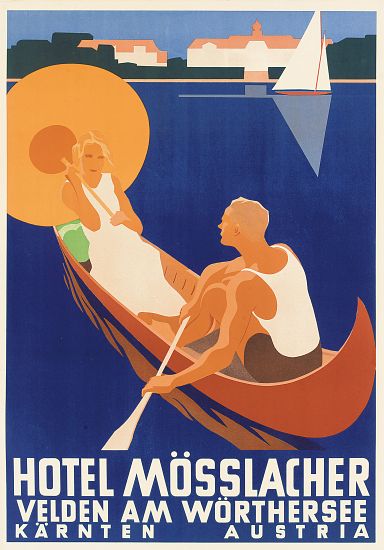 Poster advertising Hotel Mosslacher in Austria de Austrian School, (20th century)
