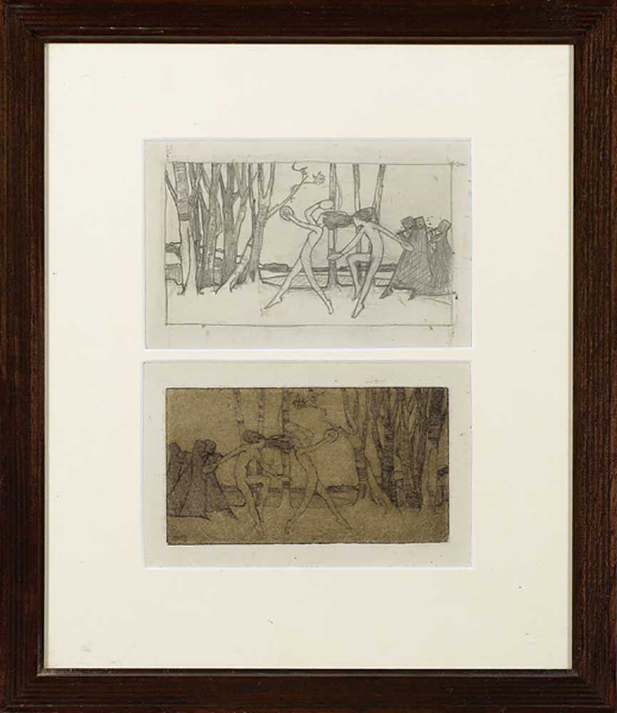 Dancers, c.1915 (pencil on paper, with etching) de Averil Mary Burleigh