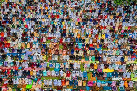 Eid prayer under rainfall