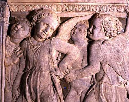 Detail from post-restoration panel No.I from the exterior pulpit of Prato Cathedral de B. di B. di