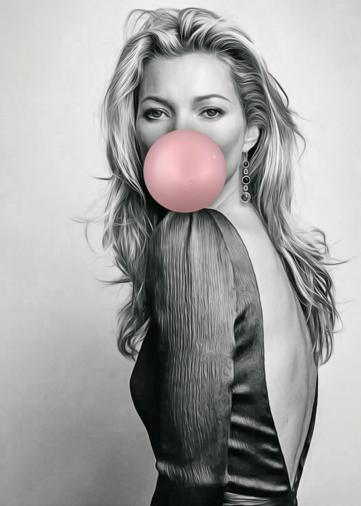 Kate Moss With BubbleGum 1 de Baard Martinussen