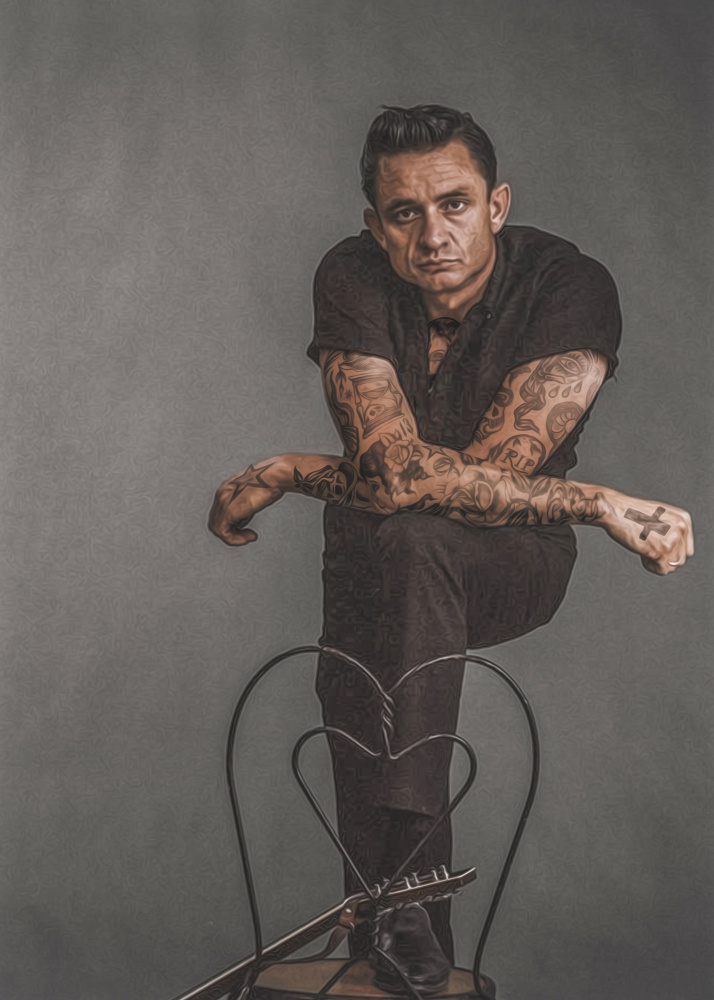 Vintage Tattoo Painting Johnny Cash 1 de Baard Martinussen