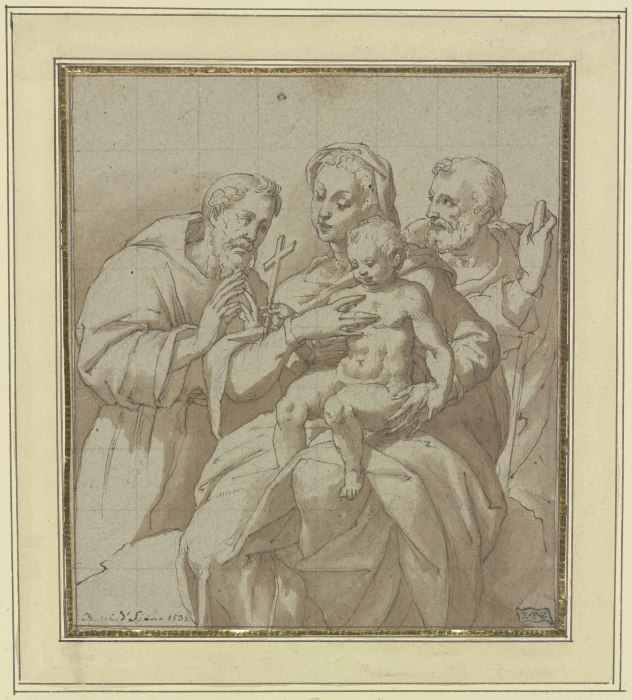 Die Heilige Familie mit dem Heiligen Franziskus de Baldassare Peruzzi