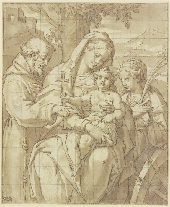 Madonna mit Kind, dem Heiligem Franziskus und der Heiligen Katharina de Baldassare Peruzzi