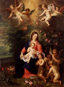 Madonna with child and surrounded, the Johanneskna de Balthasar Beschey