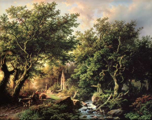 A Wooded landscape with a chapel de Barend Cornelisz. Koekkoek