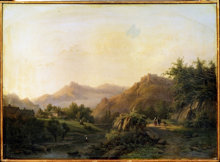 Landscape with a way de Barend Cornelis Koekkoek