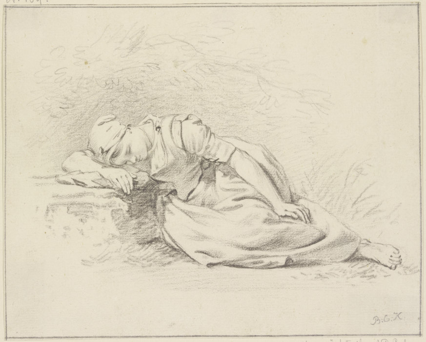 Sleeping girl de Barend Cornelis Koekkoek