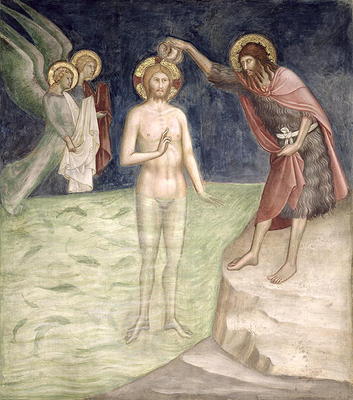 Baptism of Christ, from a series of Scenes of the New Testament (fresco) de Barna  da Siena