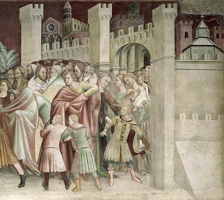 The Crowd at the Entrance to Jerusalem, from a series of Scenes of the New Testament (fresco) de Barna  da Siena