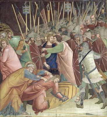 The Kiss of Judas, from a series of Scenes of the New Testament (fresco) de Barna  da Siena