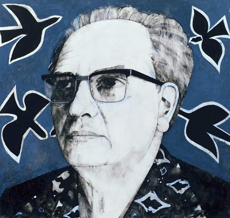 Portrait of Olivier Messiaen, illustration for The Sunday Times, 1970s de Barry  Fantoni