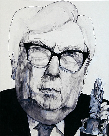 Portrait of Arthur Negus, illustration for The Listener, 1970s de Barry  Fantoni