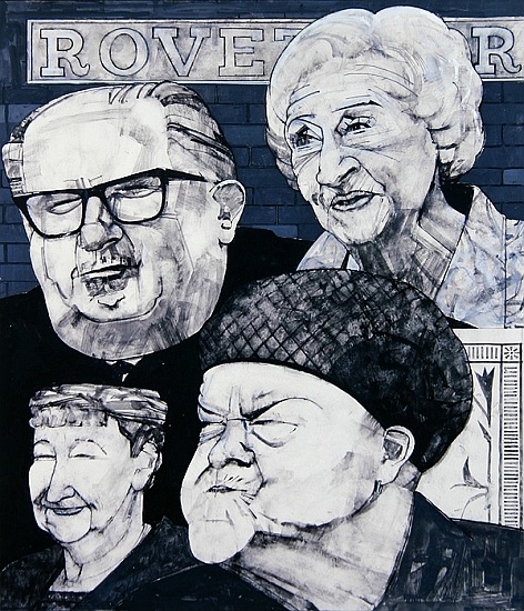 Portrait of four characters from Coronation Street, illustration for The Listener, 1970s de Barry  Fantoni