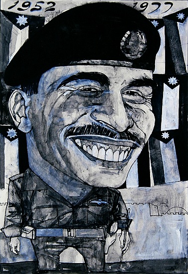 Portrait of King Hussein of Jordan, illustration for The Sunday Times, 1970s de Barry  Fantoni
