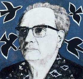 Portrait of Olivier Messiaen, illustration for The Sunday Times, 1970s