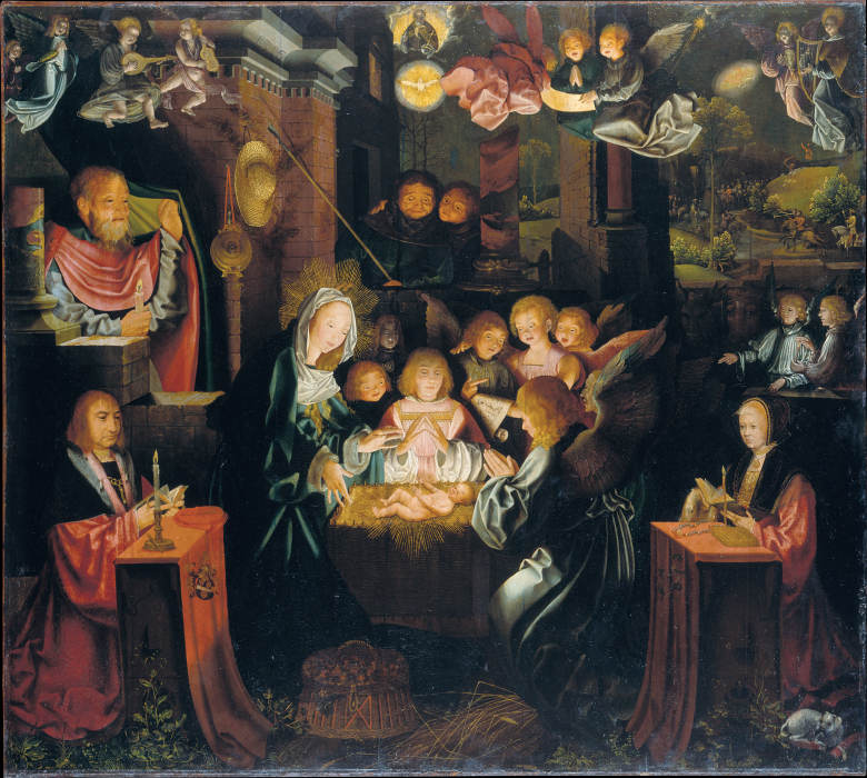 The Nativity with the Donors Peter von Clapis and Bela Bonenberg de Barthel Bruyn d. Ä.