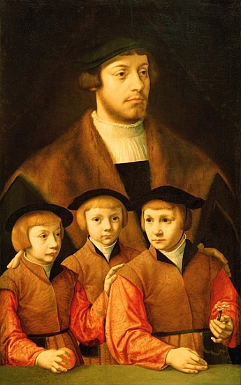 Portrait of a Man and His Three Sons, late 1530s-early 1540s de Bartholomaeus Bruyn