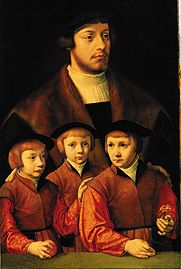 Portrait of a man with his three sons de Bartholomäus Bruyn d. Ä.