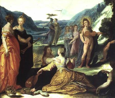 Apollo, Pallas and the Muses de Bartholomäus Spranger