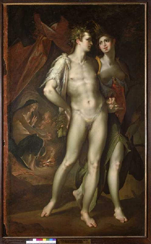 Bacchus and Ceres leave Venus. de Bartholomäus Spranger