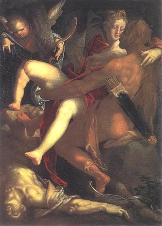 Hercules, Dejanira and the dead Nessus de Bartholomäus Spranger