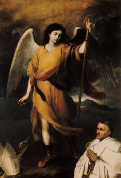 Archangel Raphael with Bishop Domonte de Bartolomé Esteban Perez Murillo