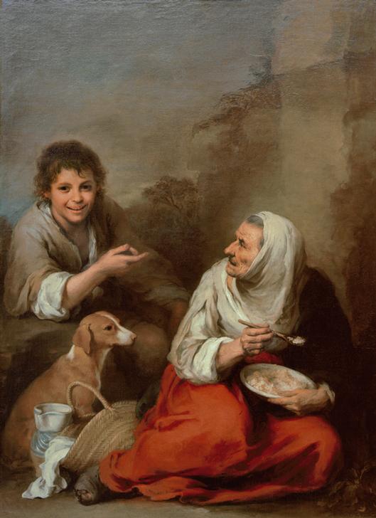 Boy teasing an old woman de Bartolomé Esteban Perez Murillo