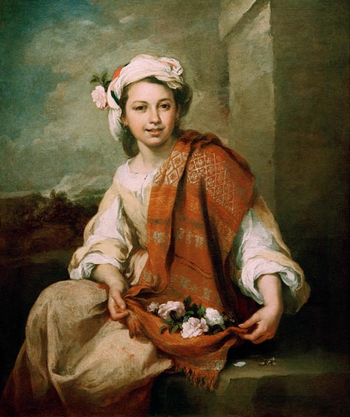 B.E.Murillo, Flower Girl-Spring / Paint. de Bartolomé Esteban Perez Murillo