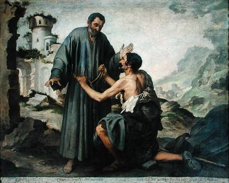 Fray Ginepero and the poor Man de Bartolomé Esteban Perez Murillo