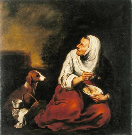 Old Woman with Dog de Bartolomé Esteban Perez Murillo