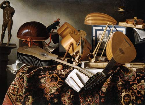 Instrumentos musicales, hojas de música y libros de Bartolomeo Bettera