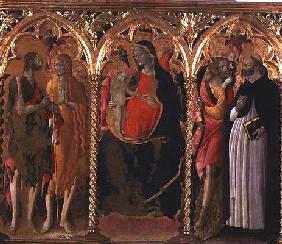 Triptych: Madonna and Child (central panel) with St. John the Baptist, St. Mary Magdalene, St. Chris