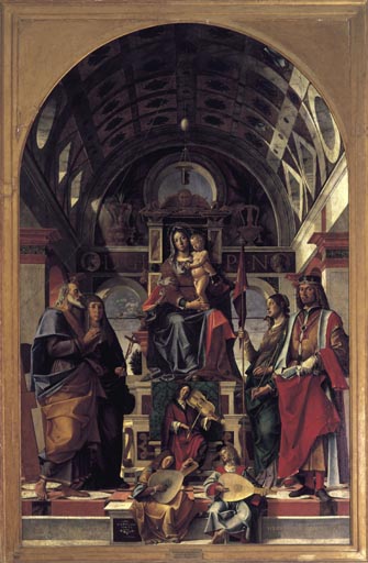 Maria mit Kind und die Heiligen Andreas, Monika, Ursula und Sigismund de Bartolomeo Montagna