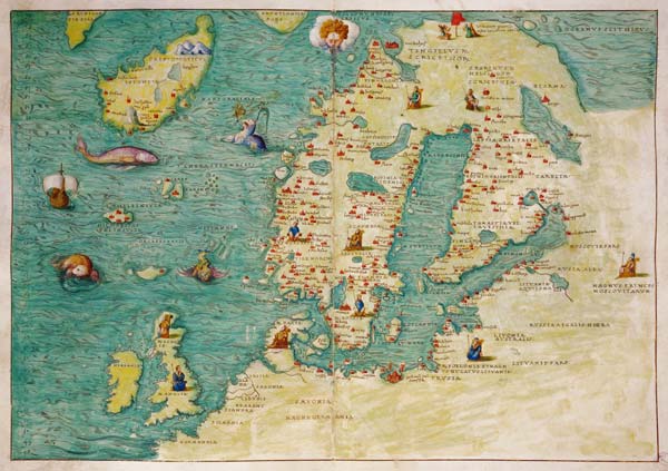Northern Europe, from an Atlas of the World in 33 maps, Venice, 1st September 1553(see also 330952) de Battista Agnese