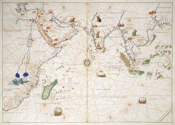 The Indian Ocean, from an Atlas of the World in 33 Maps, Venice, 1st September 1553(see also 330956) de Battista Agnese