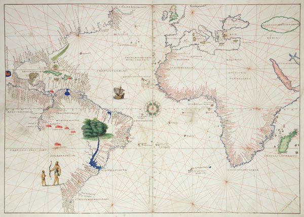 The New World, from an Atlas of the World in 33 Maps, Venice, 1st September 1553(see also 330961) de Battista Agnese