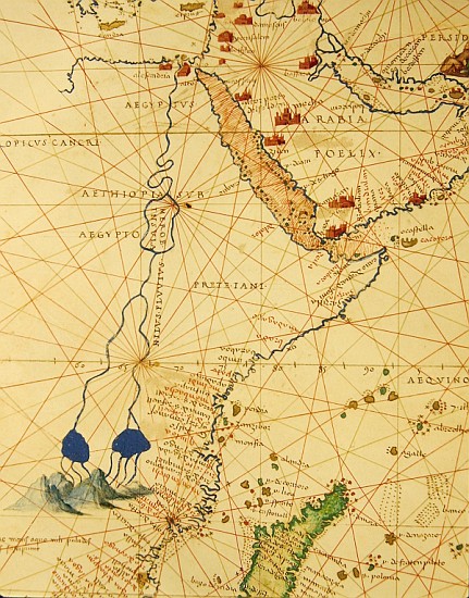 Part of Africa, from an Atlas of the World in 33 Maps, Venice, 1st September 1553(detail from 330955 de Battista Agnese