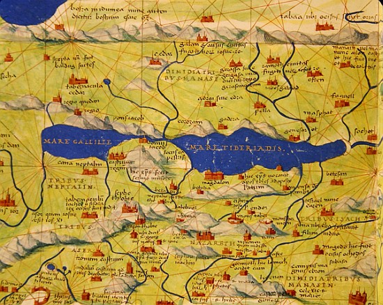 The Sea of Galilee, from an Atlas of the World in 33 Maps, Venice, 1st September 1553(detail from 33 de Battista Agnese