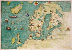 Northern Europe, from an Atlas of the World in 33 maps, Venice, 1st September 1553(see also 330952)