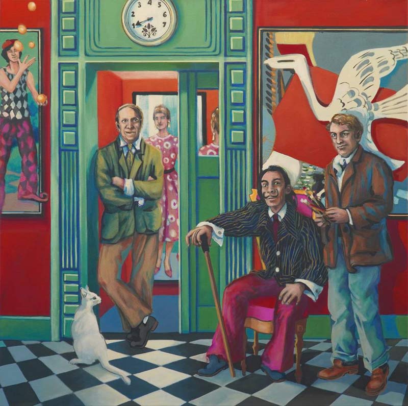 Das Treffen der großen Meister: Picasso ( wobei die Frau hinter ihm nicht fehlen darf ), Dali und Ge de Beate Blankenhorn