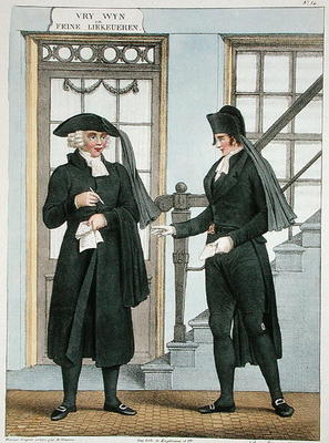 Funeral officials of Amsterdam, illustration from 'Collections des Costumes des Provinces Septentrio de Bendrik Greeven