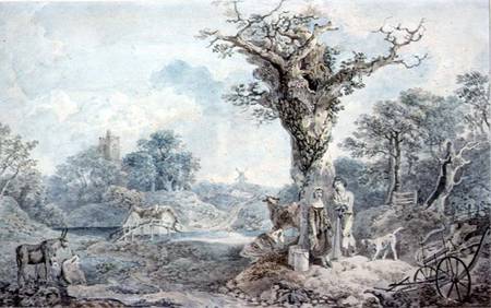 Landscape with Figures and cattle de Benjamin Barker