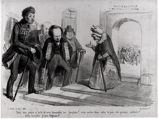 Dumas, Hugo et Balzac seeking their admission to the French Academy, illustration from ''La Mode'',  de Benjamin Roubaud