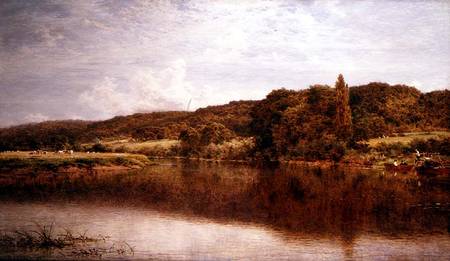 River Scene, Streatley on the Thames de Benjamin Williams Leader