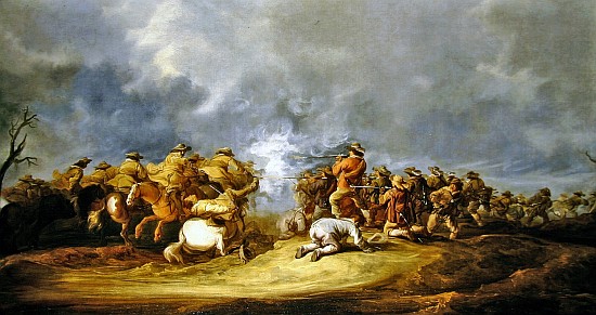A Calvary Charge: mounted troops attacking a musket block de Benjamin Gerritsz. Cuyp