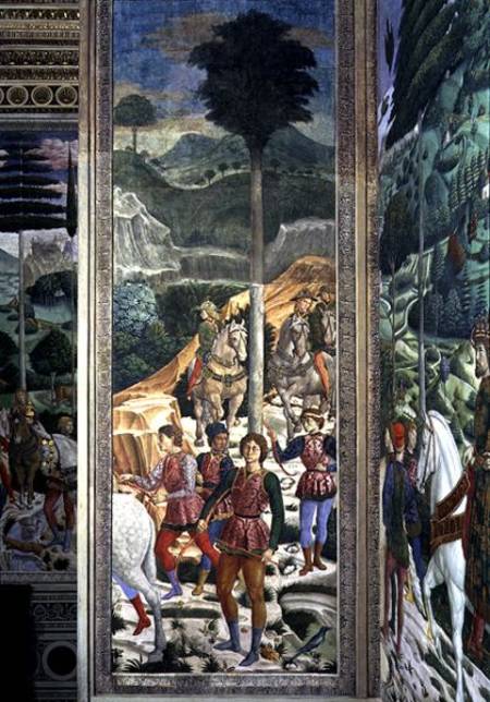 Liveried archers and cavalry, panel alongside the back wall of the Journey of the Magi cycle in the de Benozzo Gozzoli