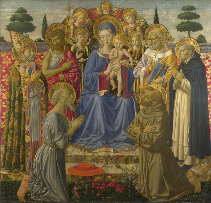 The Virgin and Child Enthroned among Angels and Saints de Benozzo Gozzoli