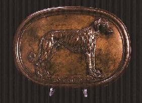 Oval relief depicting a dog